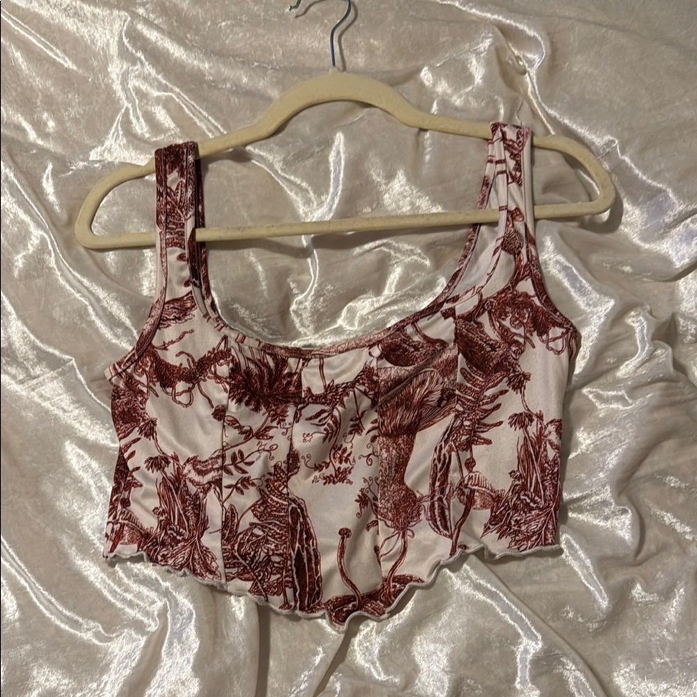 Elegant Red and White Women's Top